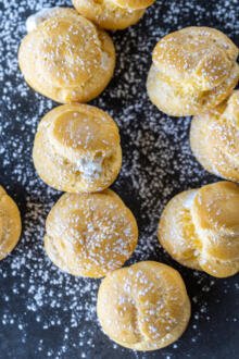 Cream Puffs with a sprinkle of powdered sugar.