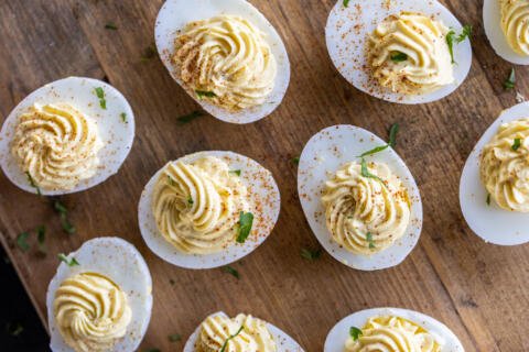 Deviled Eggs with herbs.