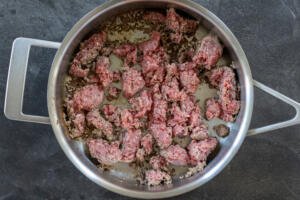 Ground beef frying pan.