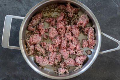 Ground beef frying pan.
