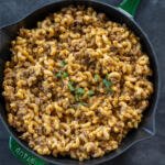 Homemade Hamburger Helper in a pan.