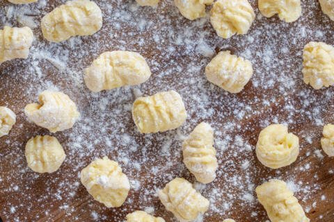 Potato Gnocchi on floured surface.
