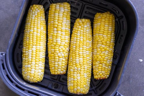 Cooked Air Fryer Corn on the Cob.
