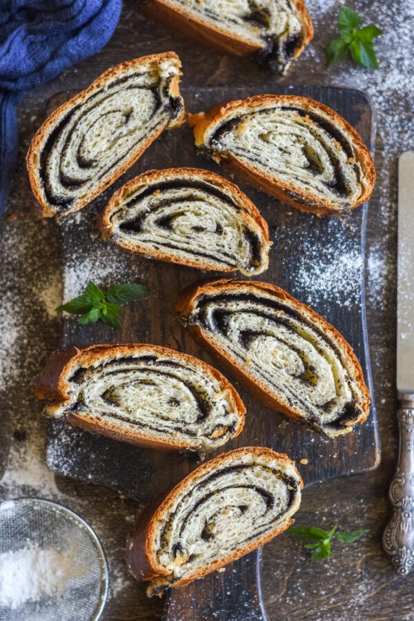 Poppy Seed Roll sliced up.