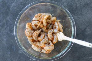 Seasoned shrimp in a bowl.