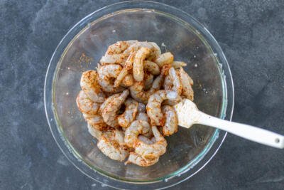 Seasoned shrimp in a bowl.