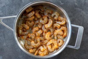 Seasoned Shrimp in a cooking pan.