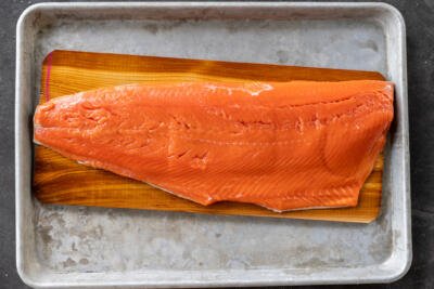Salmon on a cedar plank.