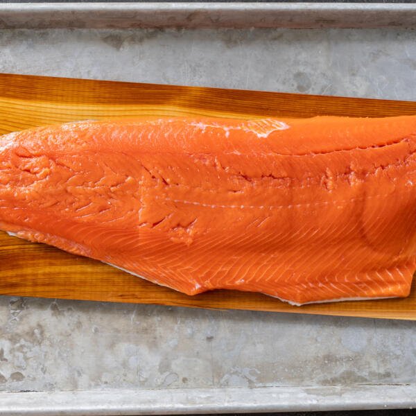 Salmon on a cedar plank.