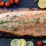 Grilled Cedar Plank Salmon.