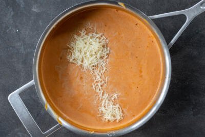 Alla vodka sauce with parmesan added.