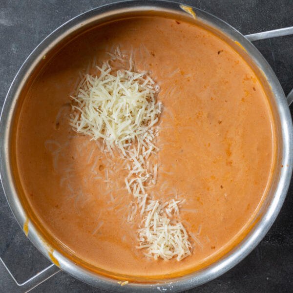Alla vodka sauce with parmesan added.
