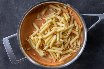 Creamy alla vodka sauce with penne pasta added.
