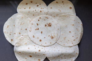 Sheet pan and tortillas.