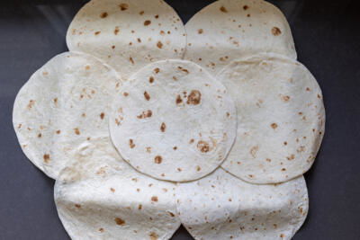 Sheet pan and tortillas.