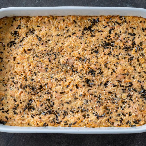 Sushi Bake with toppings.