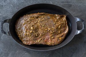 Flank in a baking pan.