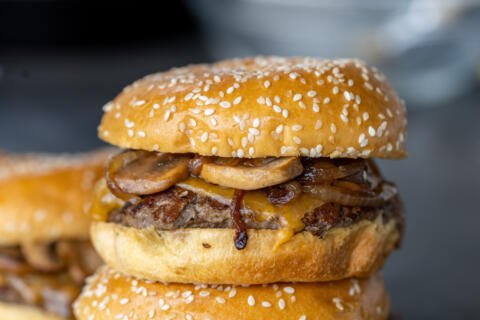 Messy Burger on top of each other.