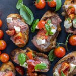 Serving tray with Steak Bruschetta.