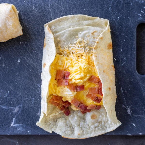 Corners folded over of tortilla.