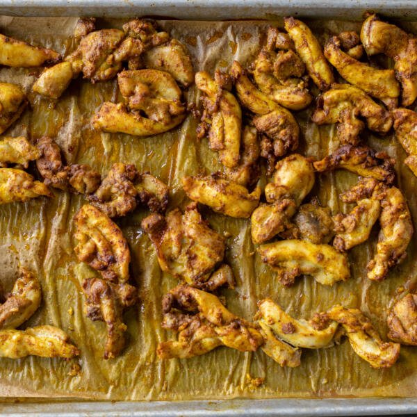 Baked Sheet Pan Chicken Shawarma.