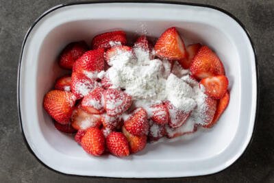 Strawberries with sugar and corn starch.