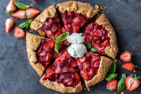 Baked Strawberry Galette on a pan.