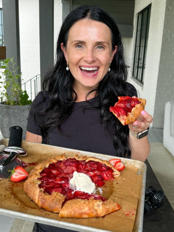 Natalya with a slice of Strawberry Galette in hand.