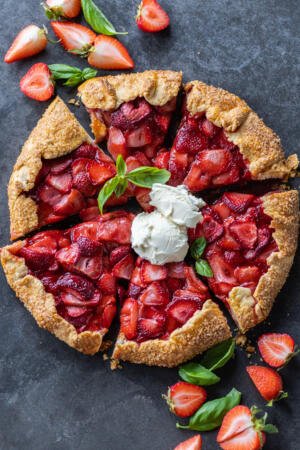Strawberry Galette on a serving tray.