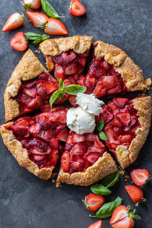 Strawberry Galette on a serving tray. 