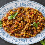 Eggplant Caponata on a aplate.
