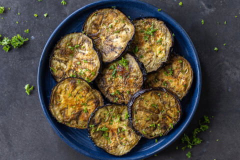 Eggplant on a plate.