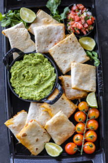 Sheet Pan Quesadilla on a serving tray.