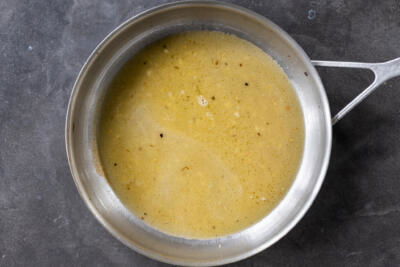 Spaghetti Alla Nerano sauce in a pan.