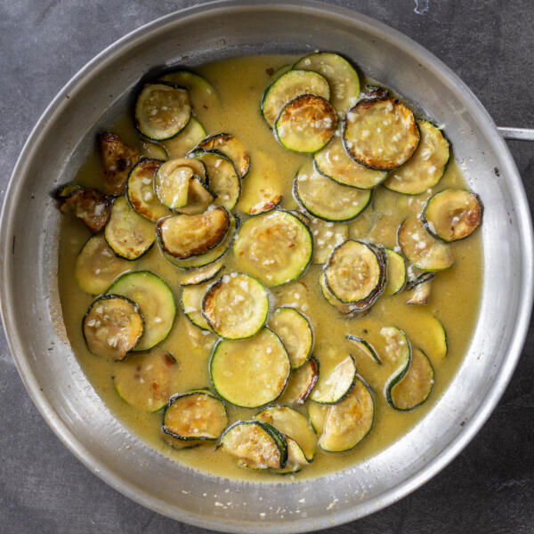 Zucchini with Spaghetti Alla Nerano sauce.