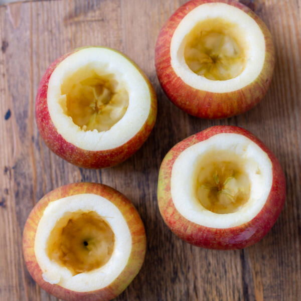 Apples cut out in the center.