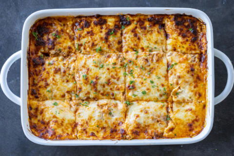 Sliced up Eggplant Lasagna.