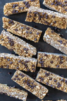 Chewy Granola Bars cut into pieces.