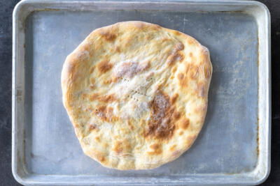 Baked pizza crust.
