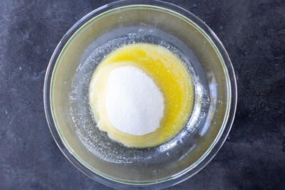 Sugar with melted butter.