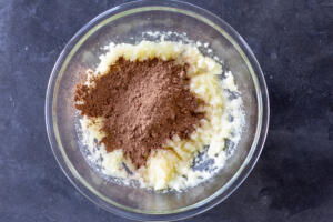 Butter with sugar and cacao powder.