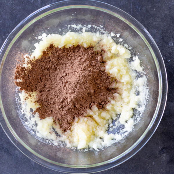 Butter with sugar and cacao powder.