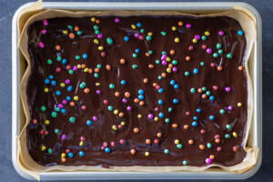 Cosmic Brownies in a tray.
