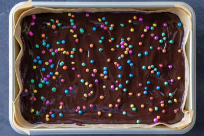 Cosmic Brownies in a tray.