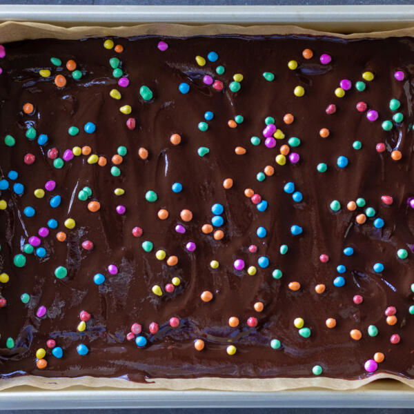 Cosmic Brownies in a tray.