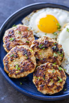 Homemade Sausage Patties on a palte.