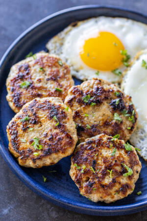 Homemade Sausage Patties on a palte.