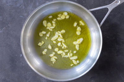 Oil with Garlic in a pan.