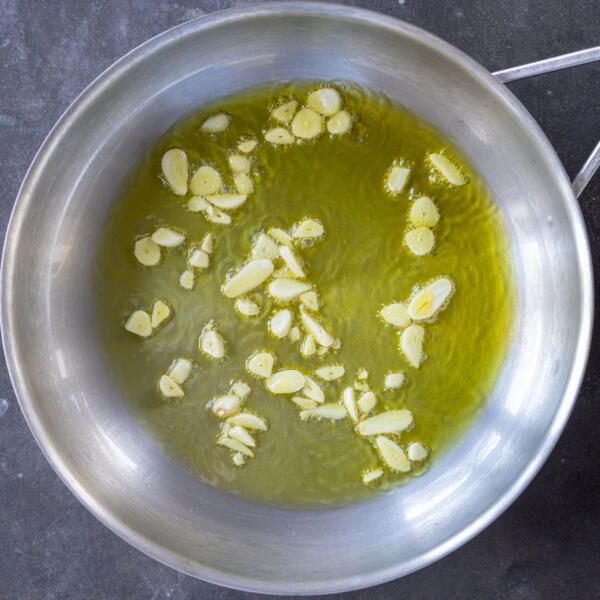 Oil with Garlic in a pan.