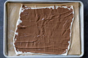 Nutella added to the puff pastry.